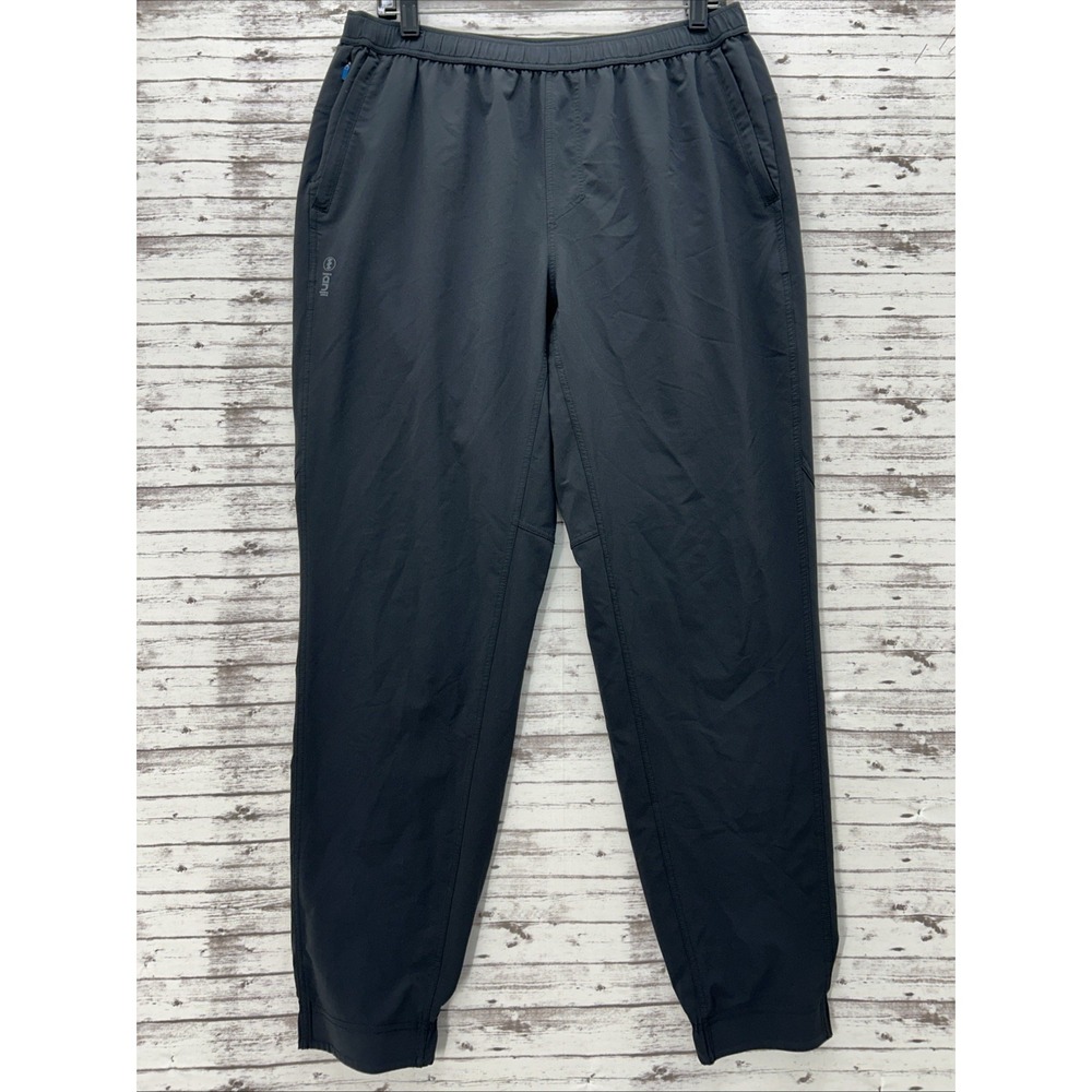 Janji Pants Mens Large Black Transit Tech Running Joggers Zip Pocket Stretch